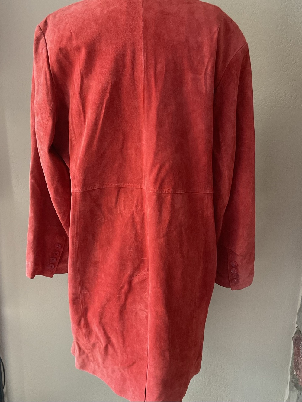 Vintage Bernardo Red Suede Leather Trench Coat Jacket 1X Plus Y2K 90s Long - Picture 6 of 10